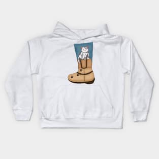 Little Kitten Sits On A Boot Kids Hoodie